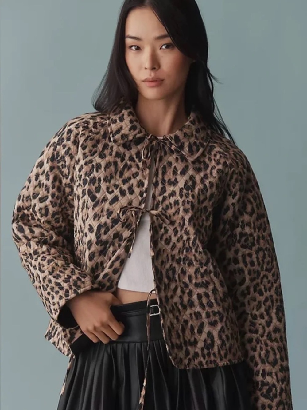 Anthropologie Let Me Be Leopard Cropped Jacket